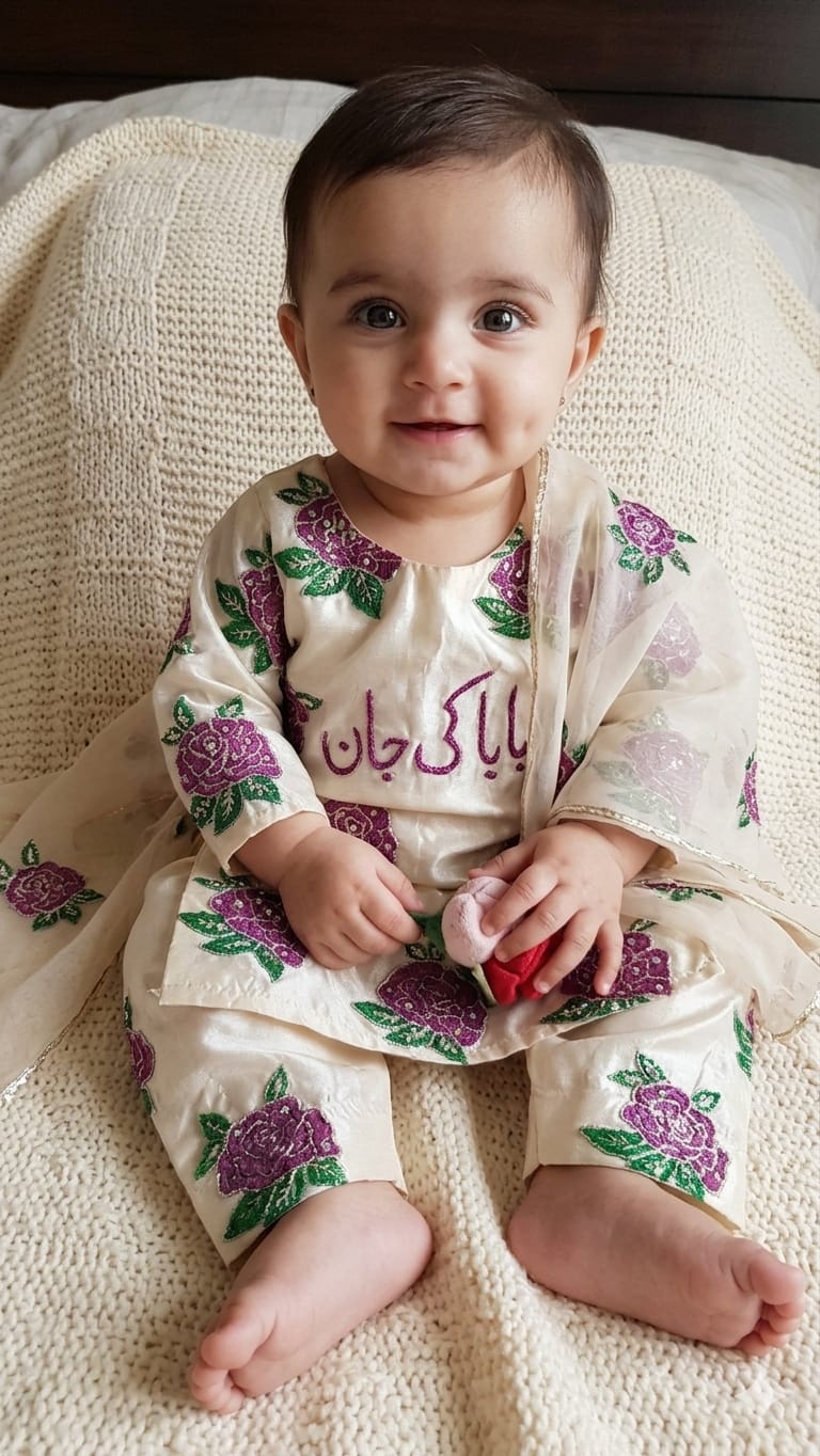 Ivory Floral Embroidered Kids 3-Piece Suit – Custom Made