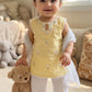 Baby Girl Mirror Work Kurta Set with Dupatta - Yellow & White