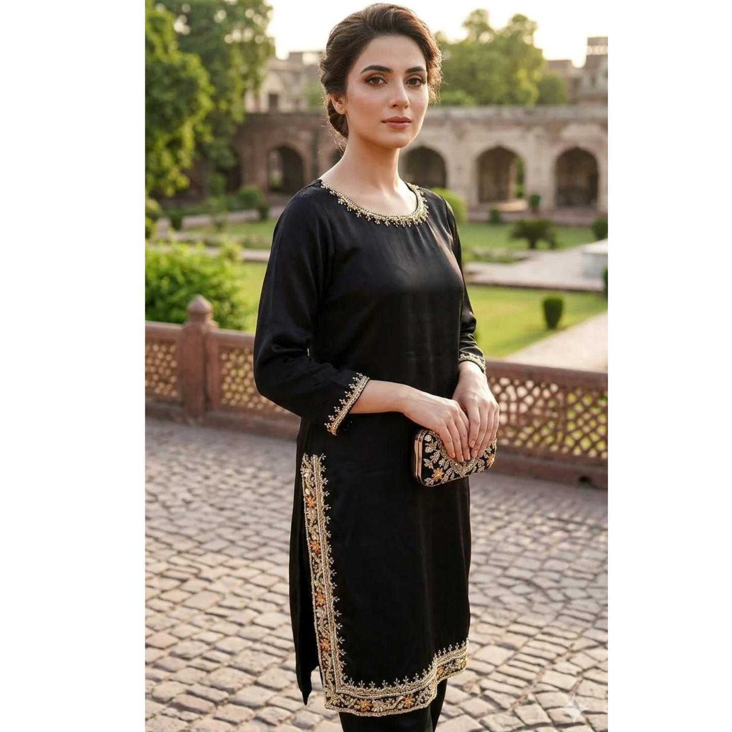 Black Adda Work Stitched 2-Piece Suit – Custom Made