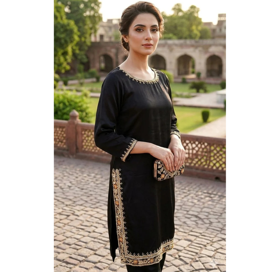 Black Adda Work Stitched 2-Piece Suit – Custom Made