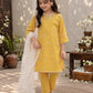 Baby Girl Mirror Work Kurta Set with Dupatta - Yellow & White