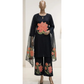 Hand-Painted Black 3-Piece Suit with Floral Design – Custom Made
