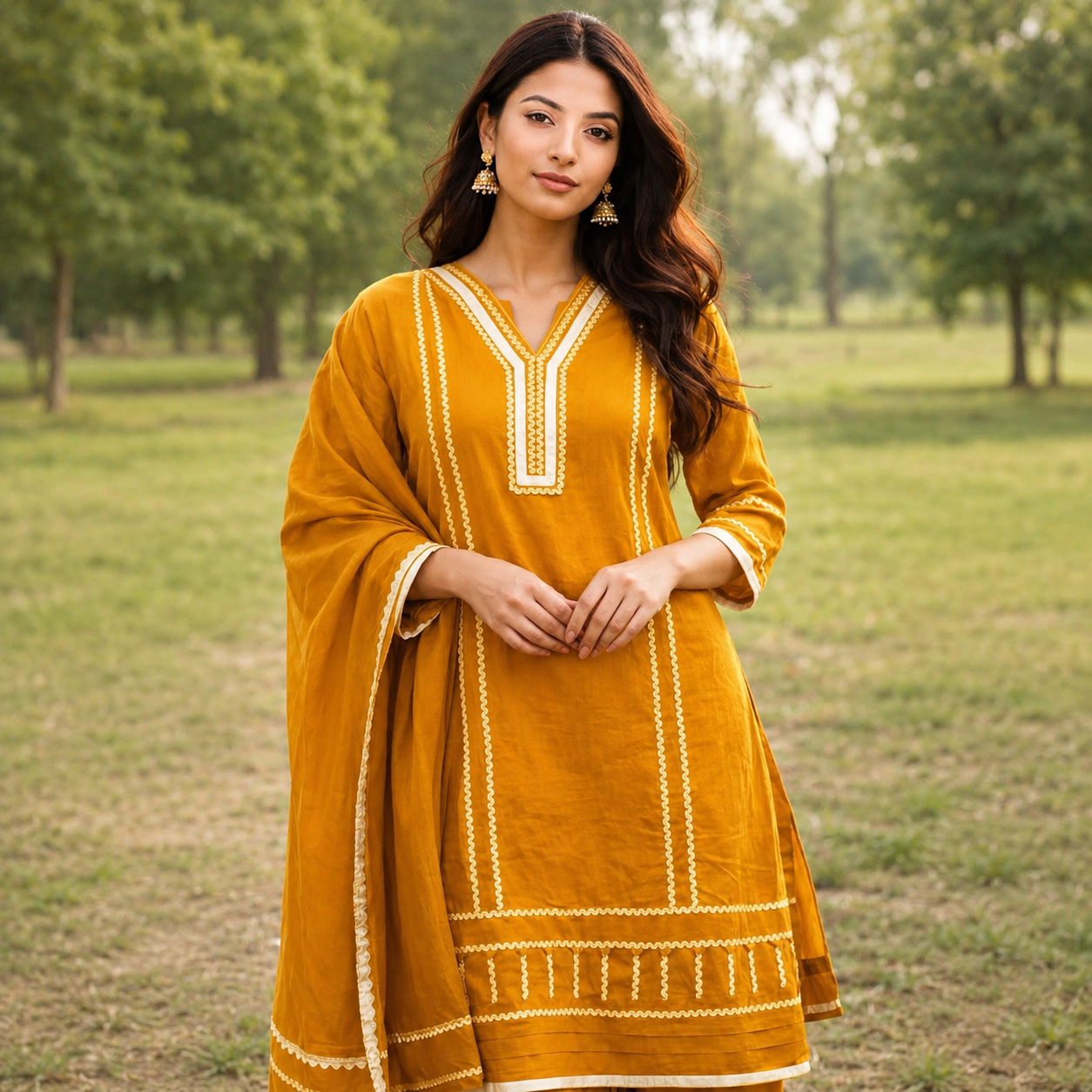 Mustard Yellow Stitched 3-Piece Casual Suit – Custom Made