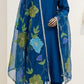 Hand-Painted Royal Blue Floral Dupatta – Custom Made