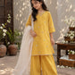 Baby Girl Mirror Work Kurta Set with Dupatta - Yellow & White